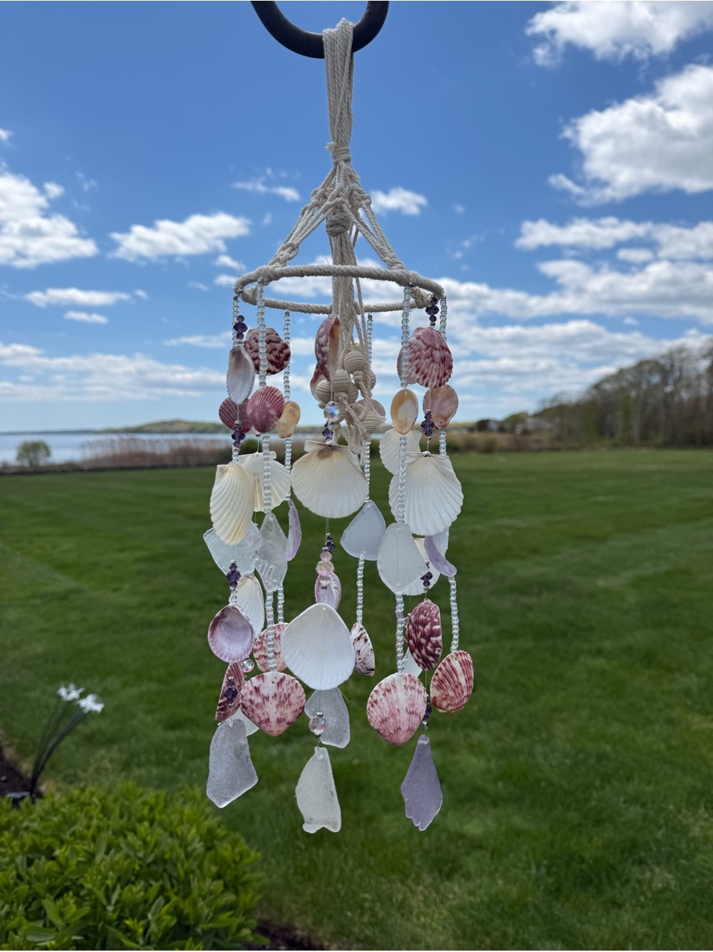Handmade Seashell Wind Chime - Pink & White